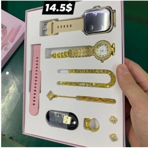 Mega 7-in-1 Smartwatch & Diamond Quartz Watch Combo Set